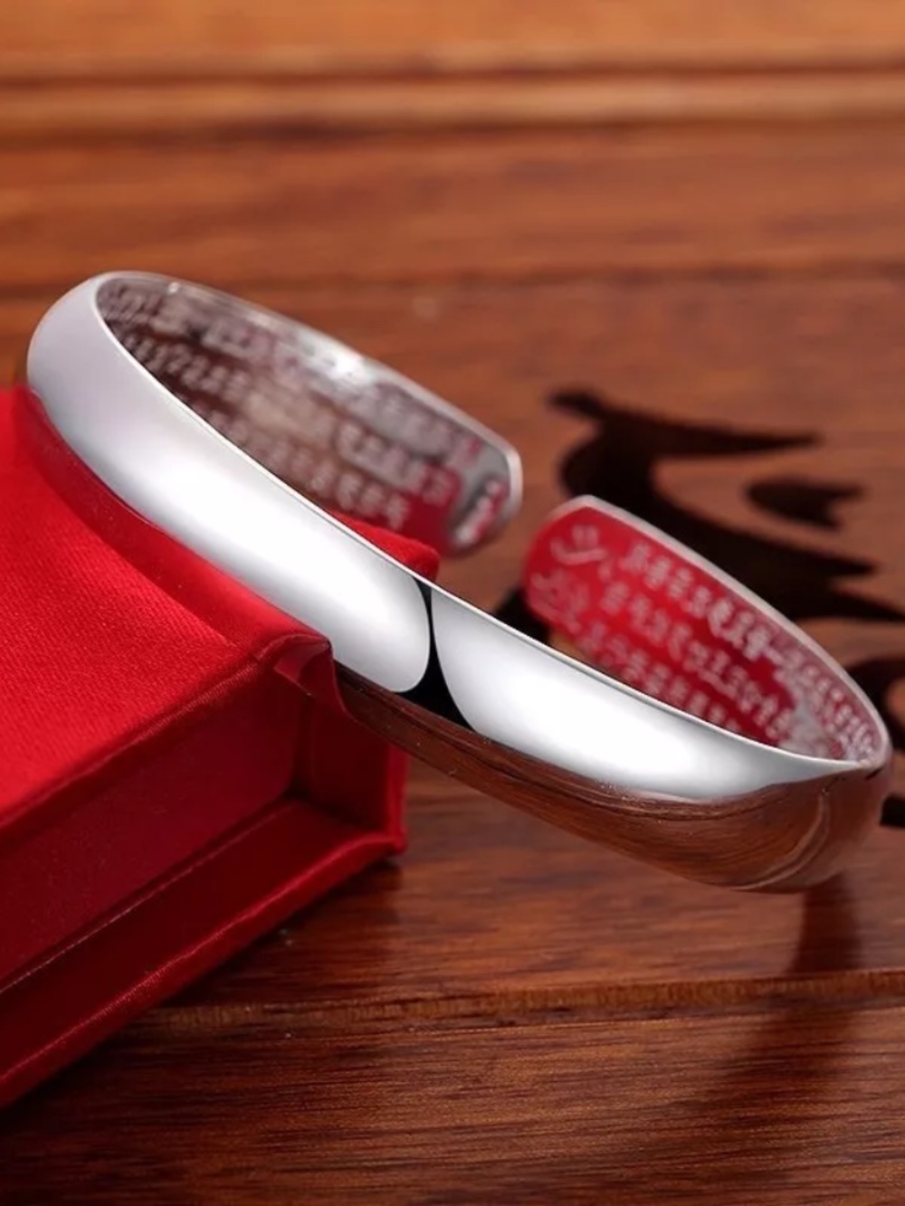 NEW Pure 999 Sterling Silver Bracelet Woman Unique Smooth Adjustable Bangle 56mm